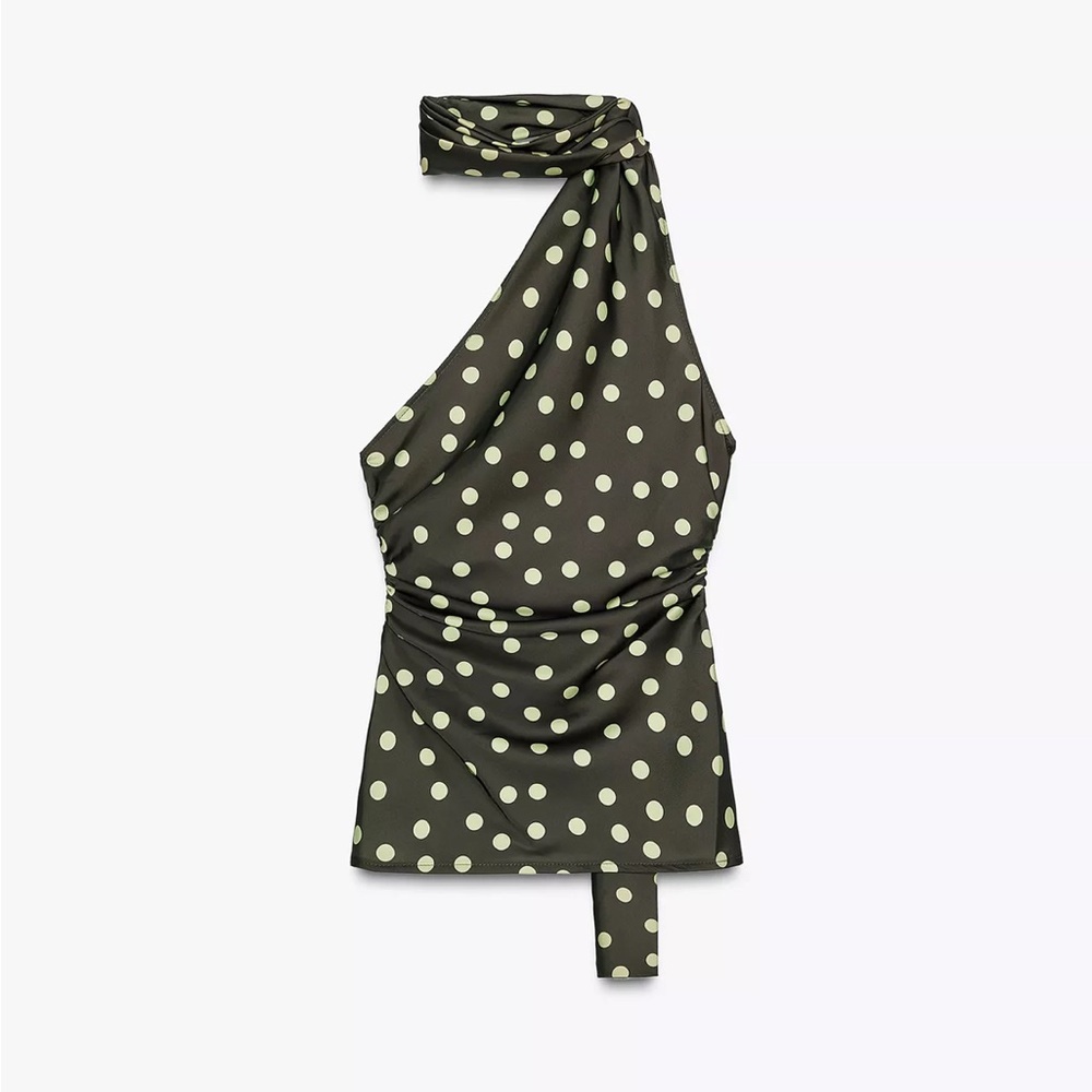 Zara NWT SATIN EFFECT HALTER SCARF TOP